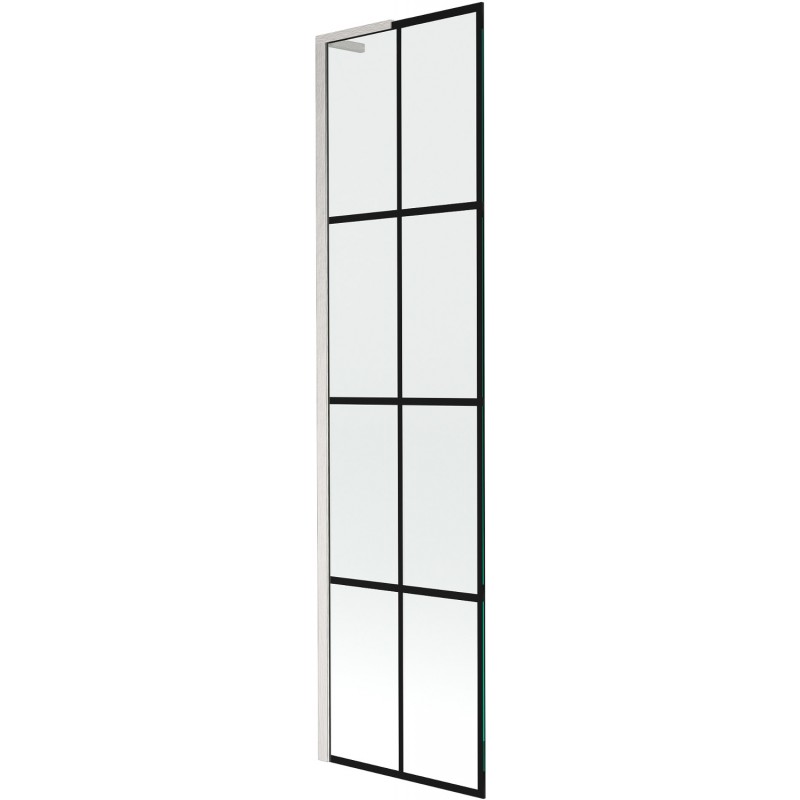 Mexen Next L badwand éénvleugelig 50 x 150 cm, zwart raster, geborsteld nikkel - 895-050-000-03-77-97