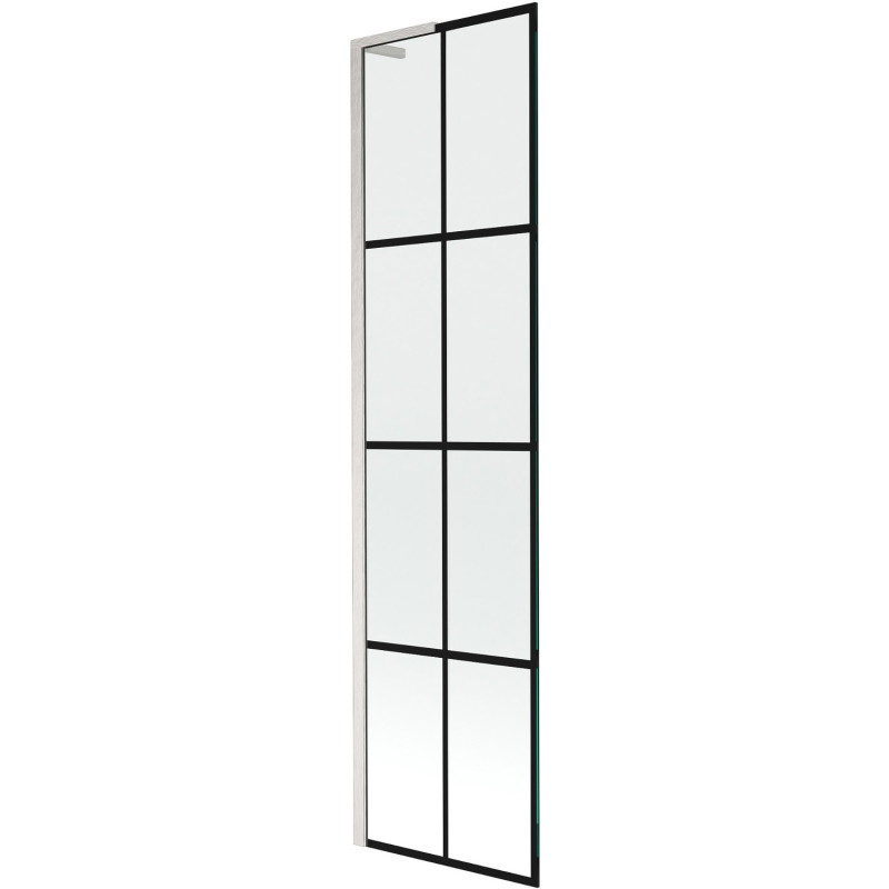 Mexen Next L paravan za kadu s jednim krilom 50 x 150 cm, crna mreža, brušeni nikal - 895-050-000-03-77-97