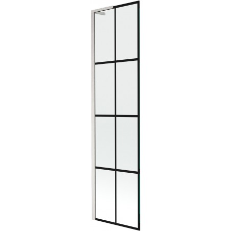 Mexen Next L badwand éénvleugelig 50 x 150 cm, zwart raster, geborsteld nikkel - 895-050-000-03-77-97