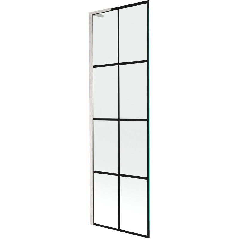 Mexen Next L pregrada za kadu s jednim krilom 60 x 150 cm, crna rešetka, brušeni nikal - 895-060-000-03-77-97