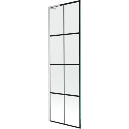 Mexen Next L pregrada za kadu s jednim krilom 60 x 150 cm, crna rešetka, brušeni nikal - 895-060-000-03-77-97