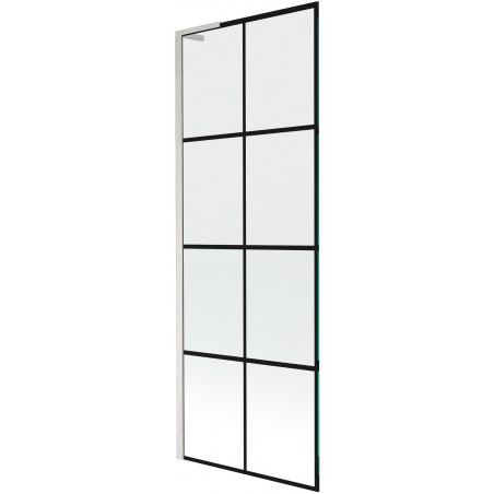 Mexen Next L Badewannen-Wandschirm 1-flügelig 70 x 150 cm, schwarzes Muster, gebürstetes Nickel - 895-070-000-03-77-97