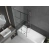 Mexen Next L 1-wing Bath Screen 80 x 150 cm, Black Grid, Brushed Nickel - 895-080-000-03-77-97