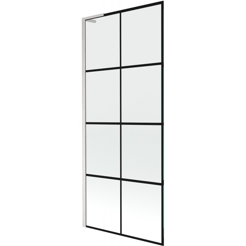 Mexen Next L Badewannenabtrennung 1-flügelig 80 x 150 cm, schwarzes Muster, gebürsteter Nickel - 895-080-000-03-77-97
