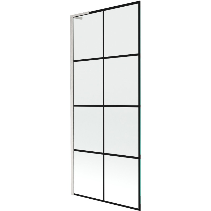 Mexen Next L jednokrilni paravan za kadu 80 x 150 cm, crna rešetka, brušeni nikal - 895-080-000-03-77-97