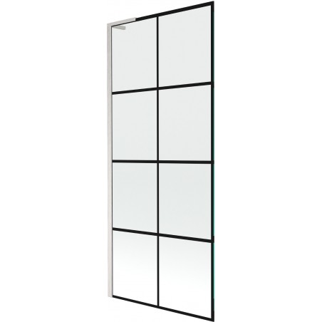 Mexen Next L parawan nawannowy 1-skrzydłowy 80 x 150 cm, czarna kratka, nikiel szczotkowany - 895-080-000-03-77-97