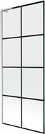 Mexen Next L parawan nawannowy 1-skrzydłowy 80 x 150 cm, czarna kratka, nikiel szczotkowany - 895-080-000-03-77-97