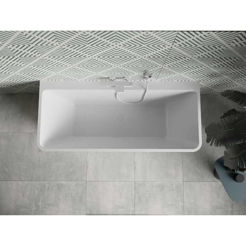 Mexen Volta vasca da bagno indipendente a parete 150 x 75 cm, bianca/nera, troppo pieno bianco - 51131507575-20