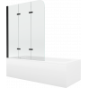 Mexen Vega rectangular bath 170 x 70 cm with casing and 3-panel screen 120 cm, transparent, black - 550117070X9012037000
