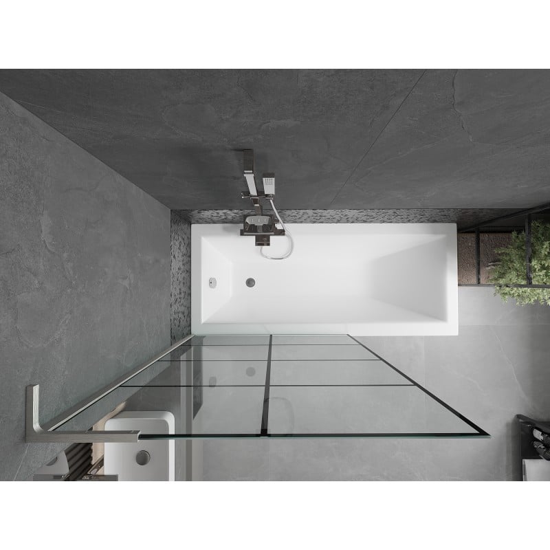 Mexen Next L resguardo de chuveiro de 1 painel 100 x 150 cm, grade preta, níquel escovado - 895-100-000-03-77-97