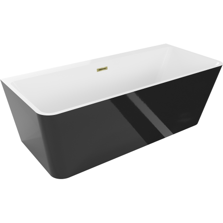 Mexen Volta freestanding wall-mounted bath 170 x 75 cm, white/black, gold overflow - 51131707575-50
