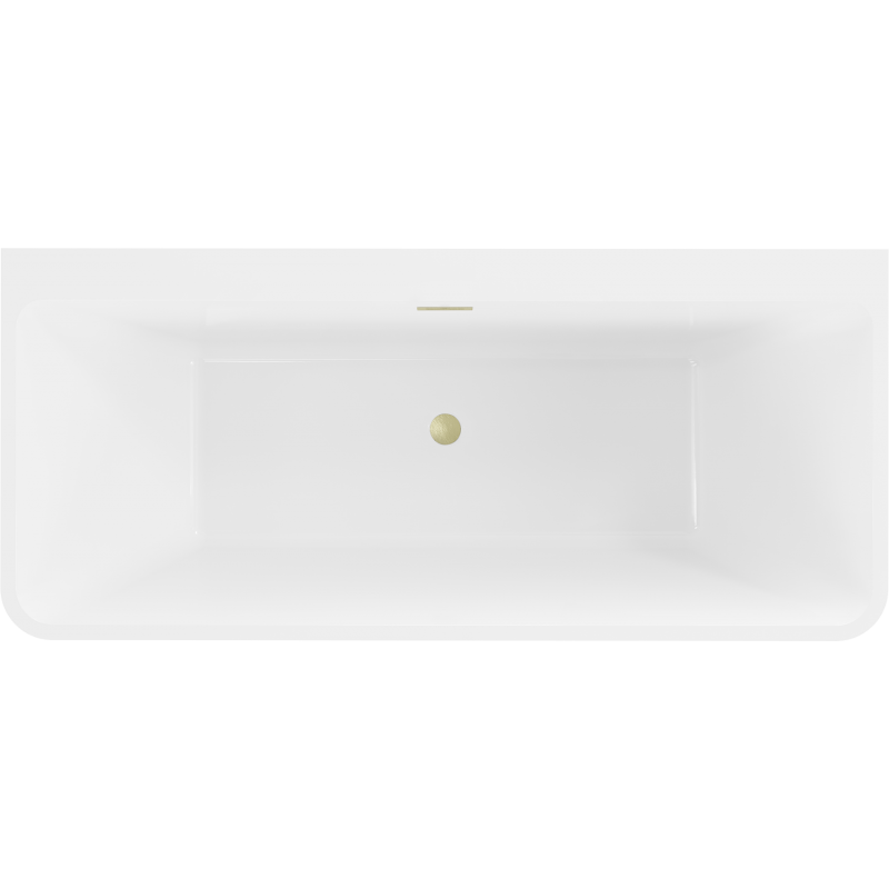 Mexen Volta free-standing wall bathtub 150 x 75 cm, white/black, brushed gold overflow - 51131507575-55