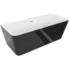 Mexen Volta free-standing wall bathtub 150 x 75 cm, white/black, brushed gold overflow - 51131507575-55