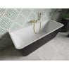 Mexen Volta freistehende Wandbadewanne 150 x 75 cm, weiß/schwarz, mit gebürstetem Goldüberlauf - 51131507575-55