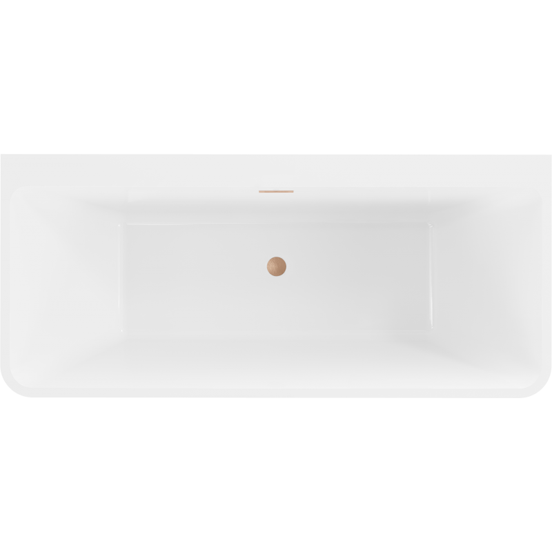 Mexen Volta banheira independente encostada 150 x 75 cm, branco/preto, transbordamento cobre escovado - 51131507575-65