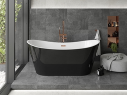 Mexen Montana freistehende Badewanne 180 x 80 cm, weiß/schwarz, roségoldene Überlauf - 52011808075-60
