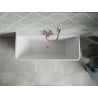 Mexen Volta freistehende Wandbadewanne 150 x 75 cm, weiß/schwarz, mit gebürstetem Messingüberlauf - 51131507575-65