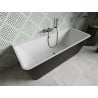 Mexen Volta freistehende Wandbadewanne 150 x 75 cm, weiß/schwarz, gebürstetes gun gray - 51131507575-66