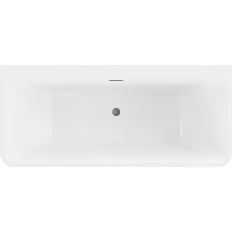 Mexen Volta banheira independente encostada à parede 150 x 75 cm, branco/preto, transbordamento cinza escovado - 51131507575-66