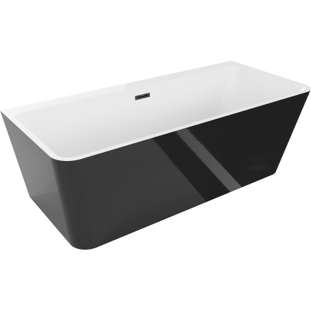 Mexen Volta free-standing wall-adjacent bath 150 x 75 cm, white/black, black overflow - 51131507575-70