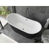 Mexen Montana freistehende Badewanne 180 x 80 cm, weiß/schwarz, gebürsteter Gun Gray Überlauf - 52011808075-66