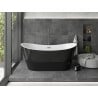 Mexen Montana freistehende Badewanne 180 x 80 cm, weiß/schwarz, gebürsteter Gun Gray Überlauf - 52011808075-66