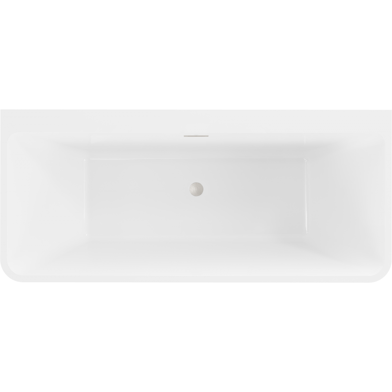 Mexen Volta vasca da bagno indipendente addossata 150 x 75 cm, bianca/nera, troppo pieno nichel spazzolato - 51131507575-97