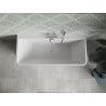 Mexen Volta freestanding wall-adjacent bath 150 x 75 cm, white/black, brushed nickel overflow - 51131507575-97