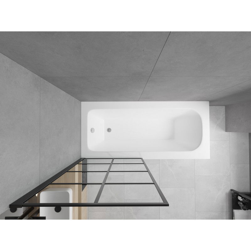 Mexen Vega rechthoekig bad 170 x 70 cm met ombouw en 1-vleugelige douchewand 70 cm, zwart patroon fix - 550117070X9307007077