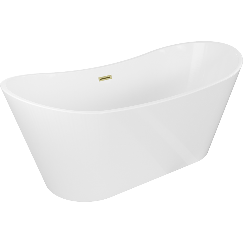 Mexen Montana vapaasti seisova kylpyamme 180 x 90 cm, valkoinen, kullanvärinen harjattu ylivuoto - 52011809000-55