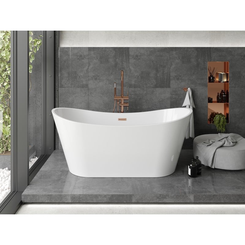 Mexen Montana free-standing bath 180 x 90 cm, white, brushed copper overflow - 52011809000-65