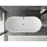 Mexen Montana freistehende Badewanne 180 x 90 cm, weiß, Überlauf in gun gray gebürstet - 52011809000-66