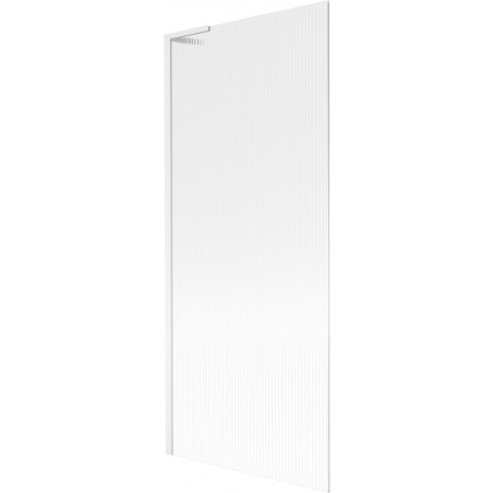 Mexen Next L Badewannen-Duschwand 1-flügelig 80 x 150 cm, Streifen, Weiß - 895-080-000-03-09-20