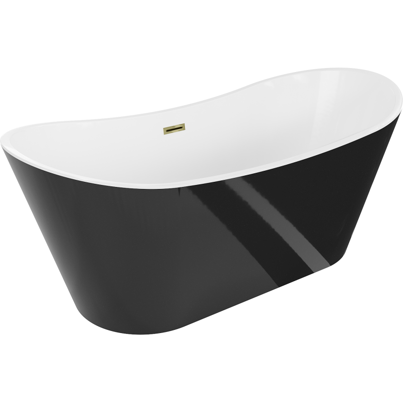 Mexen Montana free-standing bathtub 180 x 90 cm, white/black, gold overflow - 52011809075-50