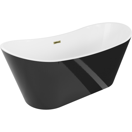 Mexen Montana free-standing bathtub 180 x 90 cm, white/black, gold overflow - 52011809075-50