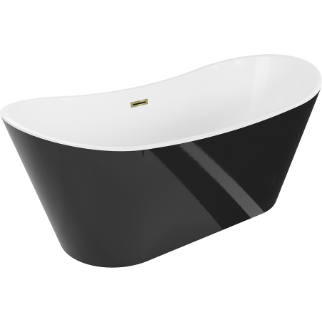 Mexen Montana vapaasti seisova kylpyamme 180 x 90 cm, valkoinen/musta, kultainen ylivuoto - 52011809075-50