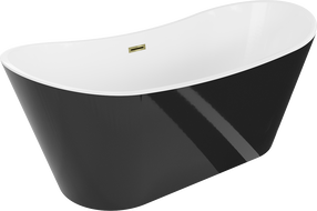 Mexen Montana freistehende Badewanne 180 x 90 cm, weiß/schwarz, Überlauf gold - 52011809075-50