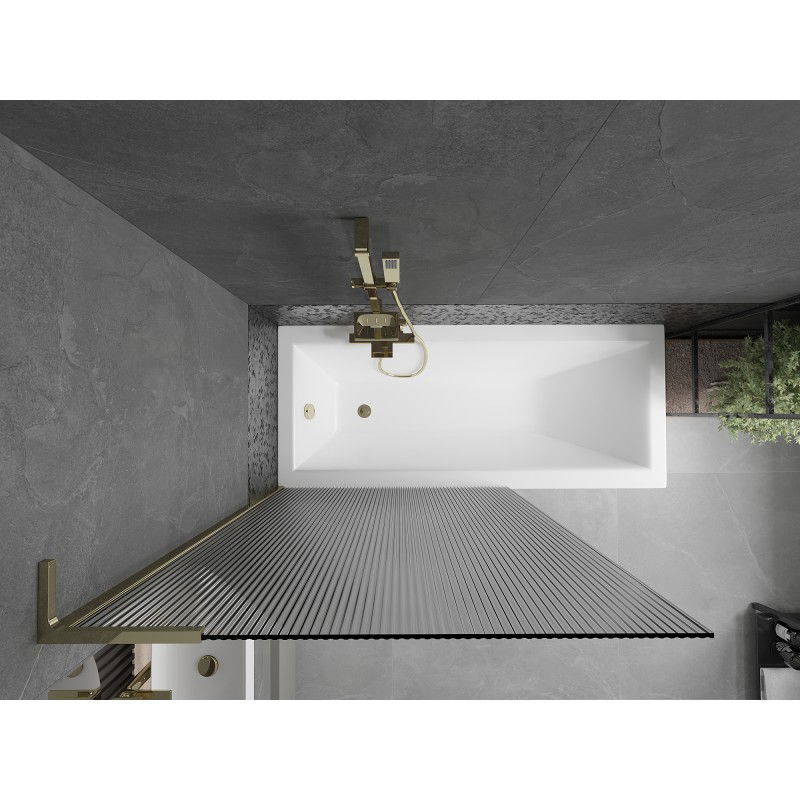 Mexen Next L resguardo de banho de 1 painel 100 x 150 cm, riscas, dourado - 895-100-000-03-09-50