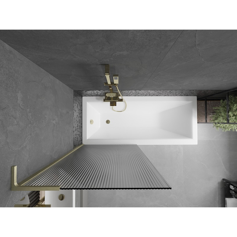 Mexen Next L jednokrilni tuš paravan 80 x 150 cm, pruge, zlatno brušeno - 895-080-000-03-09-55