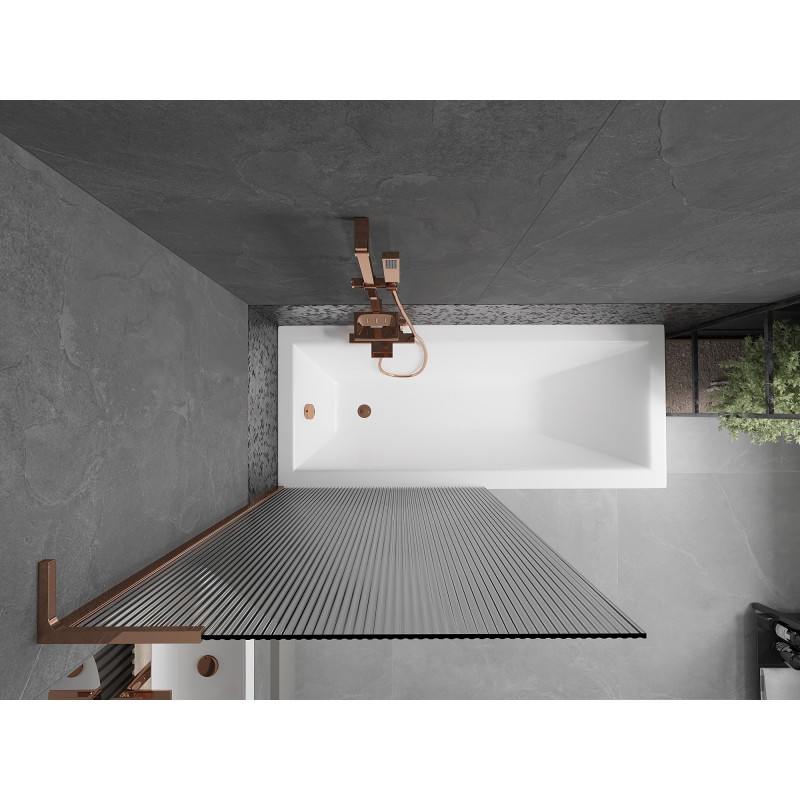 Mexen Next L vannituba paravann 1-paneel 90 x 150 cm, triibuline, roosa kuld - 895-090-000-03-09-60