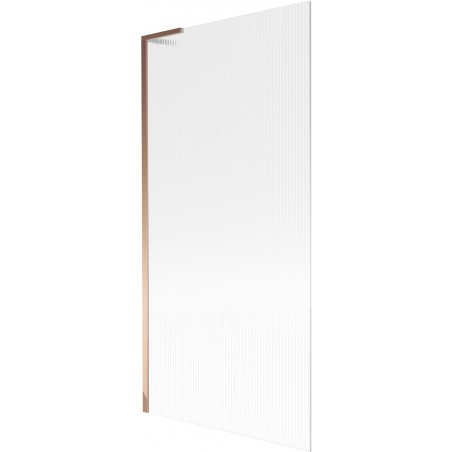 Mexen Next L παραβάν μπανιέρας 1-φυλλωτός 90 x 150 cm, ρίγες, ροζ χρυσό