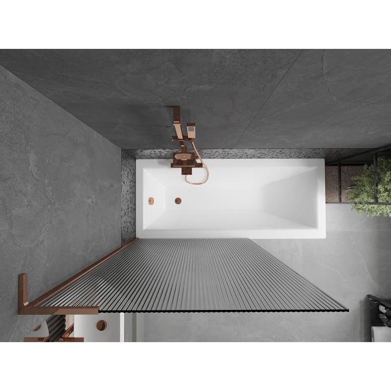 Mexen Next L panel de bañera de 1 hoja 100 x 150 cm, rayas, oro rosa - 895-100-000-03-09-60