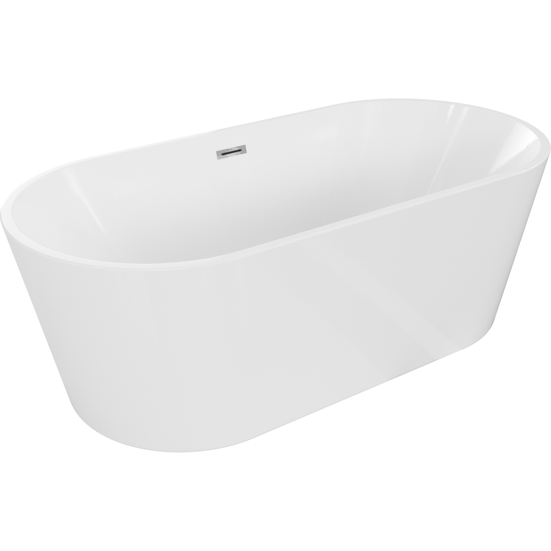 Mexen Luna freistehende Badewanne 150 x 75 cm, weiß, Überlauf Chrom - 52031507500-01