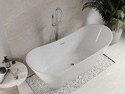 Mexen Celia freistehende Badewanne 170 x 75 cm, weiß, mit Überlauf chrom - 52331707500-01
