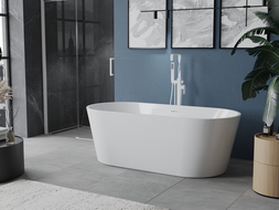 Mexen Luna vrijstaande badkuip 150 x 75 cm, wit, witte overloop - 52031507500-20
