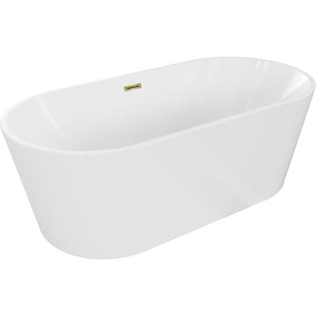 Mexen Luna freistehende Badewanne 150 x 75 cm, weiß, mit Überlauf in Gold - 52031507500-50