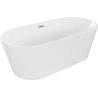 Mexen Luna freistehende Badewanne 150 x 75 cm, weiß, mit Überlauf in Gold - 52031507500-50