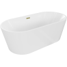 Mexen Luna vrijstaande badkuip 150 x 75 cm, wit, gouden overloop - 52031507500-50