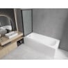 Mexen Vega Rechteckige Badewanne 170 x 70 cm mit Verkleidung und 1-flügeliger Duschwand 80 cm, schwarzes Muster