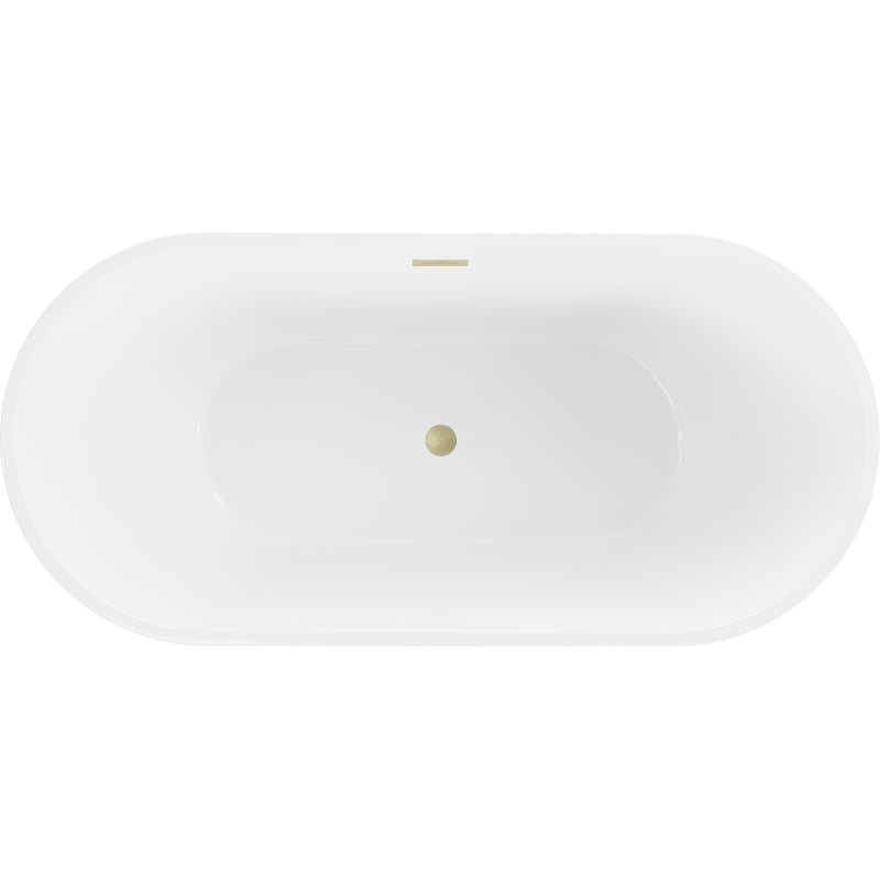 Mexen Luna vabadalt seisev vann 160 x 75 cm, valge, ülevooluga kuldne harjatud - 52031607500-55